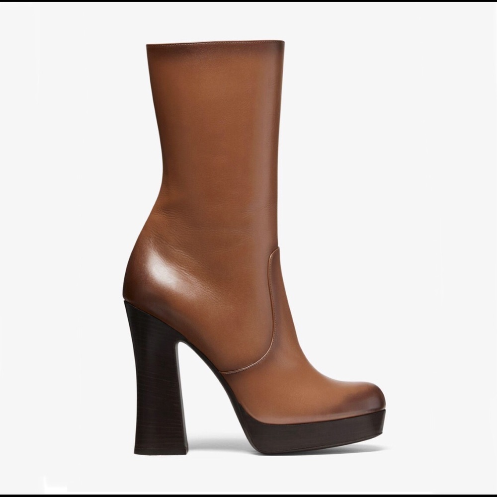 Michael Kors Collection Emmy Burnished Leather Platform Boots
